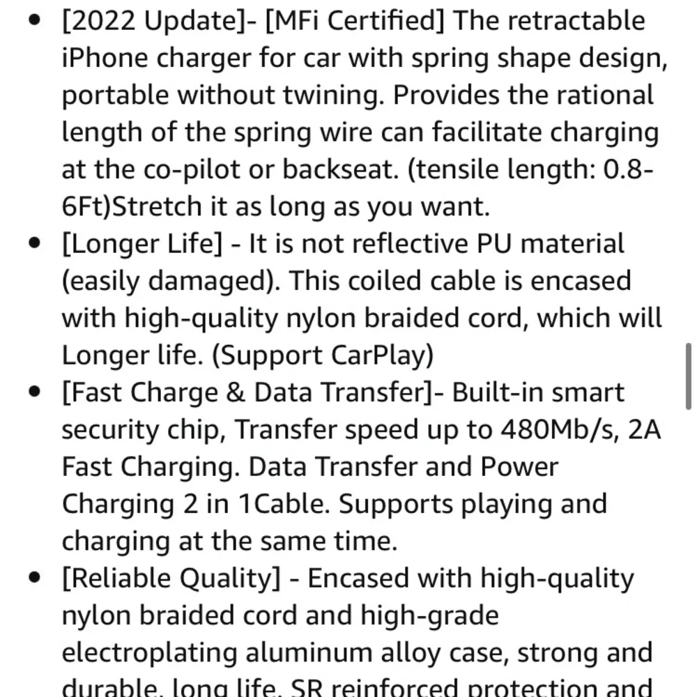 Retractable iPhone Charger Coiled Cable